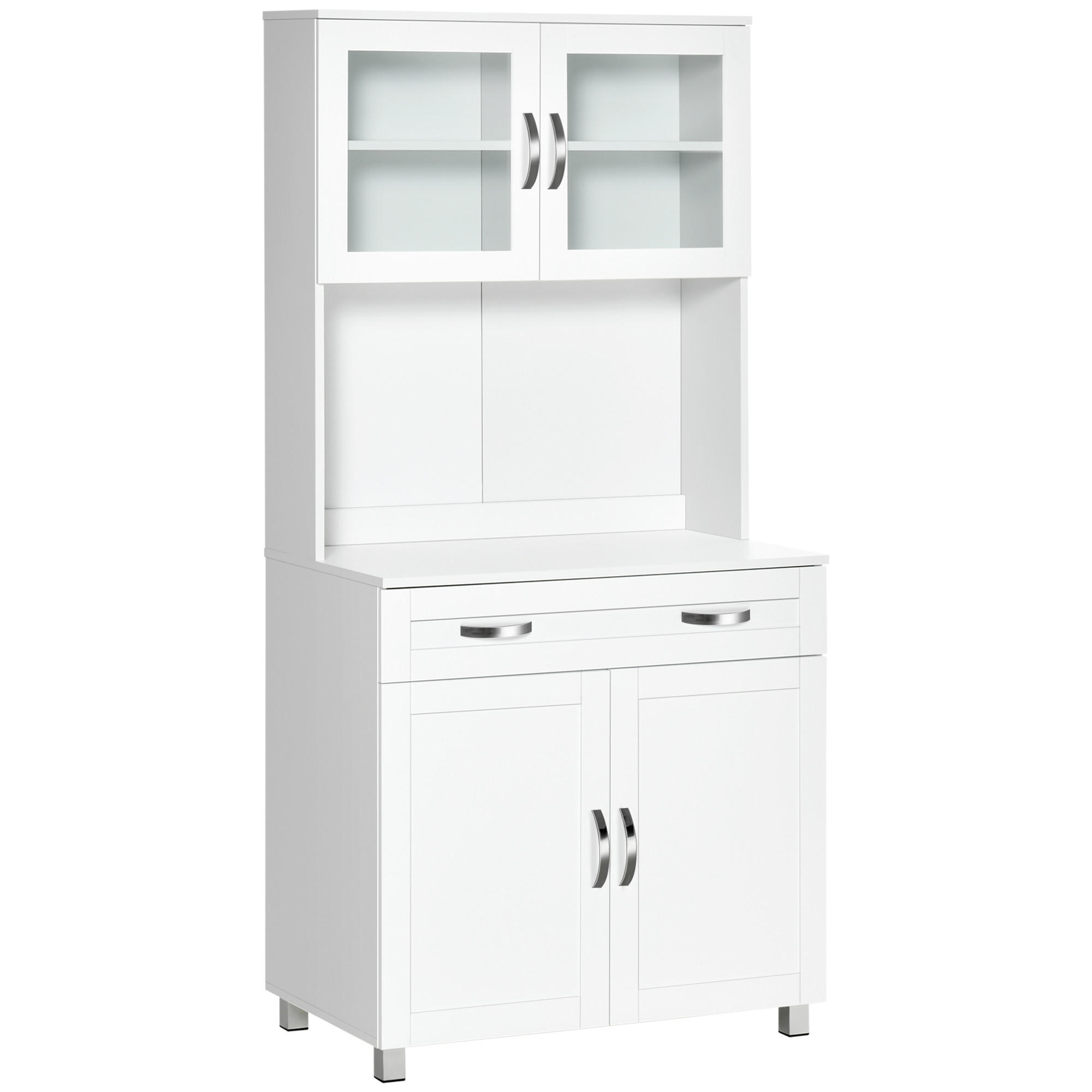 BUFFET DE-10998 2 Türen & große Schublade mit Vitrine Weiß - Weiß, Holzwerkstoff (121.92/431.8/203.2cm) - ComfortXL