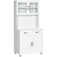 BUFFET DE-10998 2 Türen & große Schublade mit Vitrine Weiß - Weiß, Holzwerkstoff (121.92/431.8/203.2cm) - ComfortXL