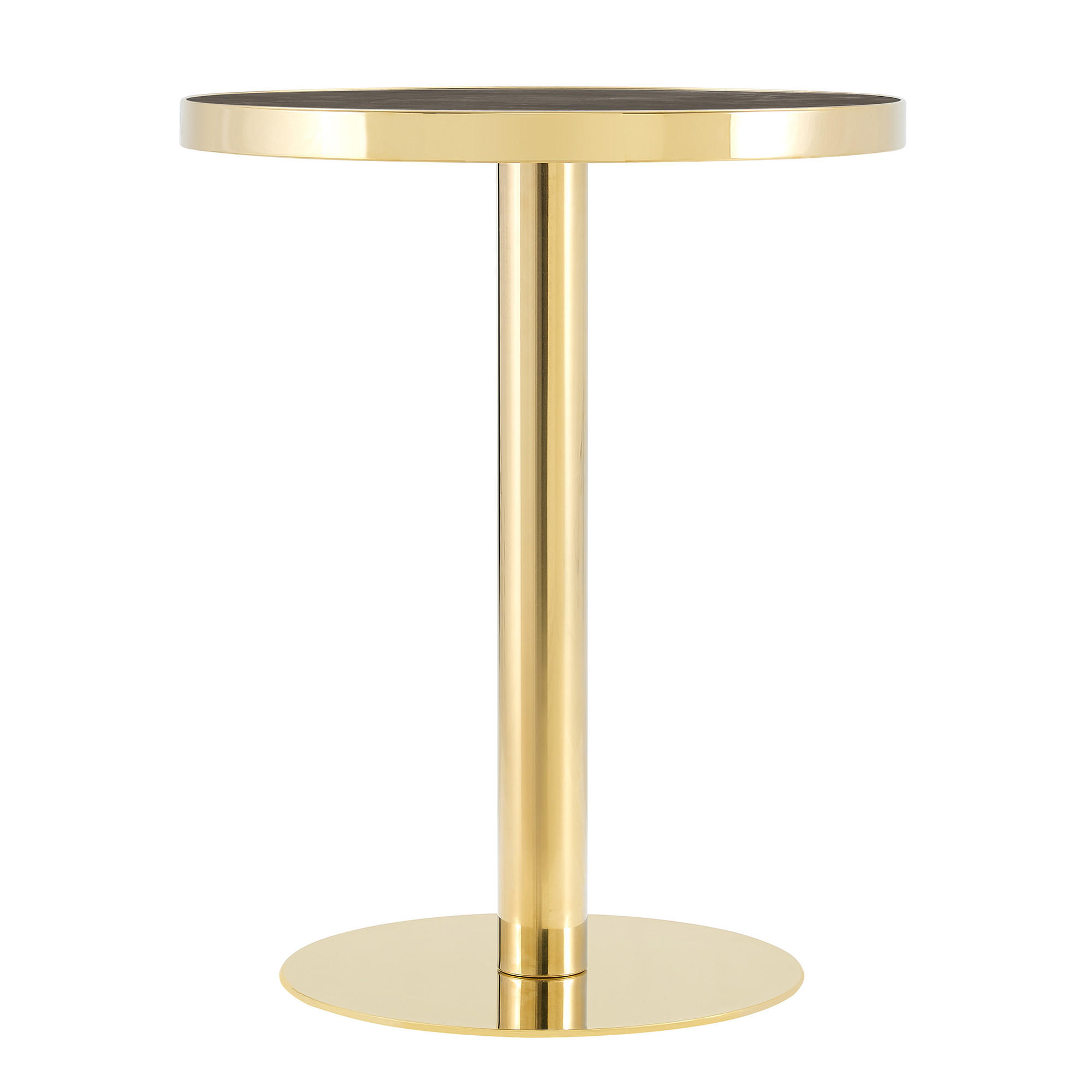 BEISTELLTISCH rund Grau/Gold Marmoroptik Edelstahlgestell - Goldfarben/Grau, Holzwerkstoff (60/60/73.3cm)