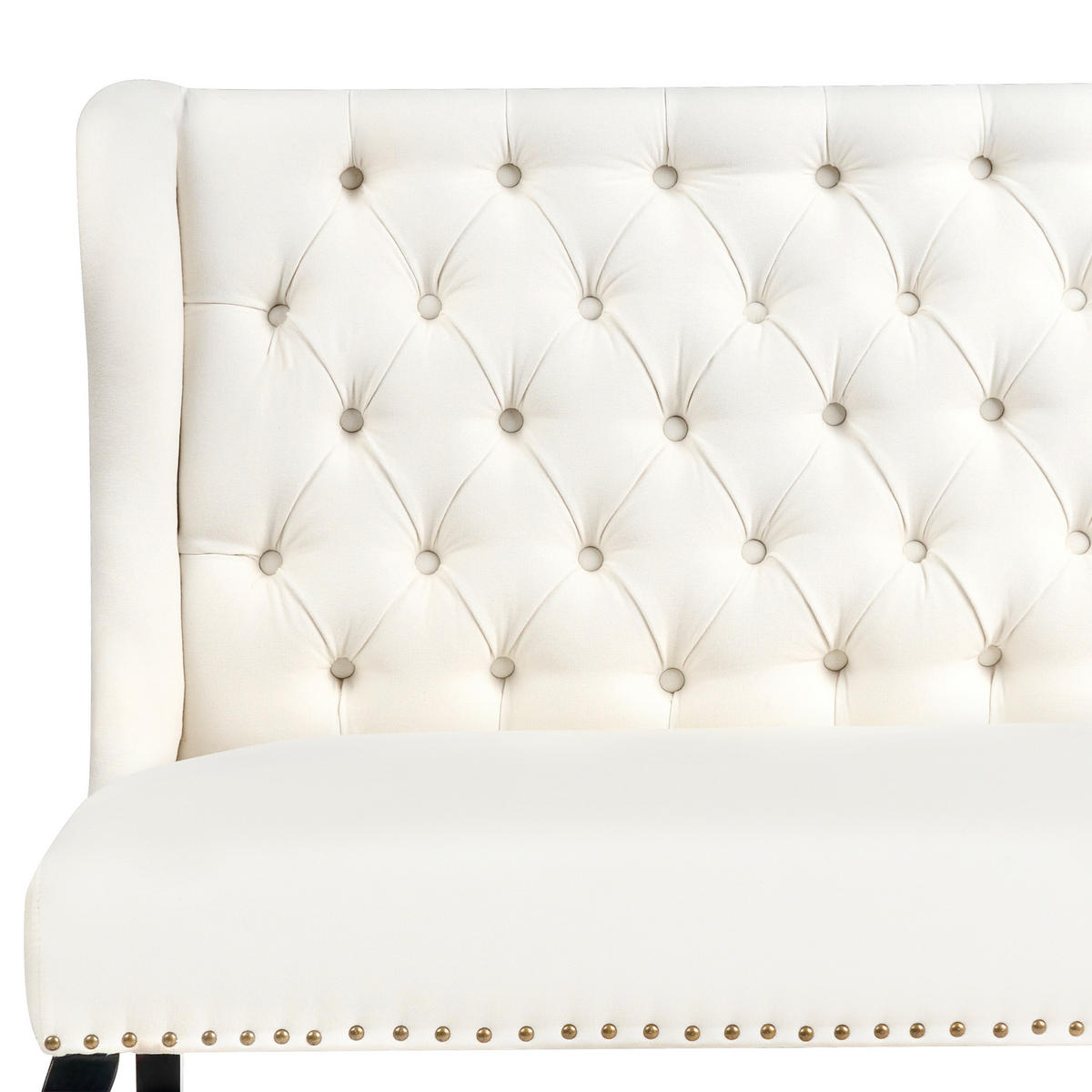 2-SITZER-KÜCHENSOFA creme Torsby - Schwarz/Weiß, Textil (154/106/63cm) - Beliani