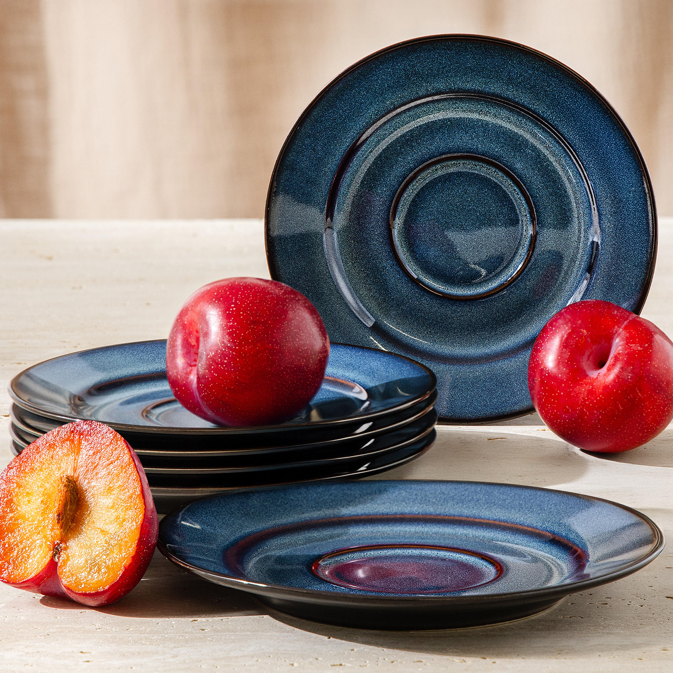 Thumbnail - Ritzenhoff Breker Untertassen-Set, Blau, Keramik, 6-teilig, Rund, Hergestellt in Europa, Kaffee & Tee, Tassen, Untertass...