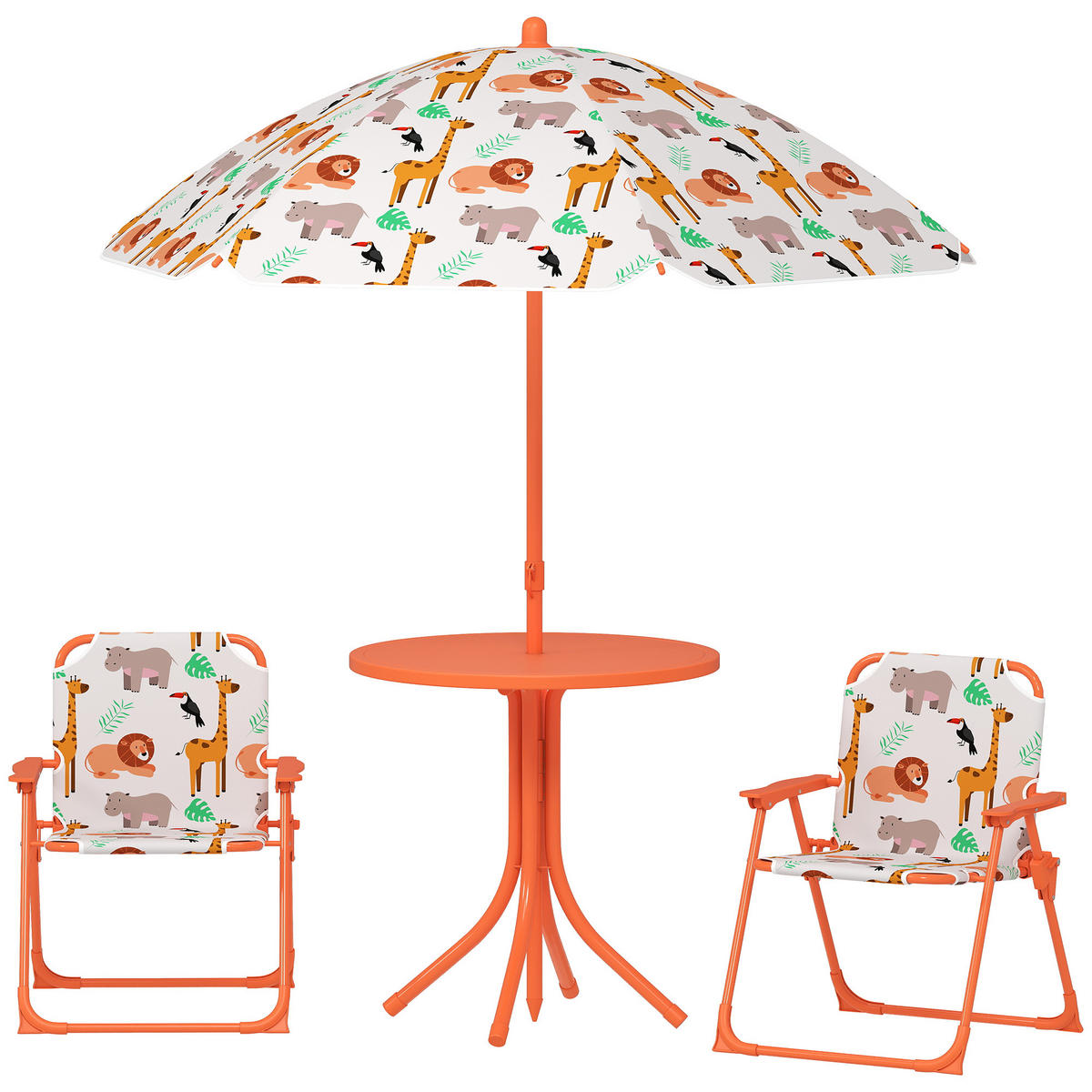 KINDERSITZGRUPPE DE-17559 Tiermotiv mit Sonnenschirm Orange - Orange, Kunststoff (49.5/50/49.5cm) - ComfortXL