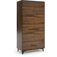 DREHTÜRENSCHRANK Felia mit 2 Türen und 1 Schublade, 91 cm - Walnussfarben/Schwarz, Holzwerkstoff (91/185/40cm) - Beautysofa
