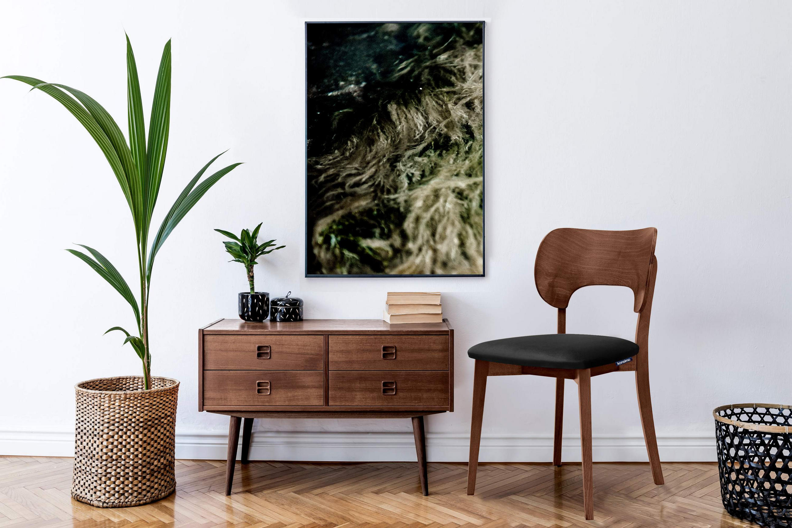 Thumbnail - Konsimo® Stuhl-Set, Schwarz, Walnuss, Holz, Echtholz, 47x81x45 cm, Esszimmer, Stühle, Esszimmerstühle, Vierfußstühle