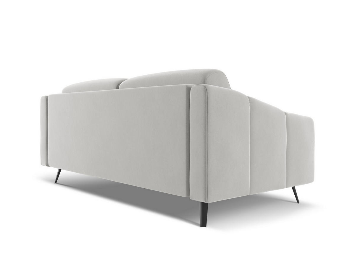3-SITZER SOFA Samt Stoff Grau - Silberfarben/Schwarz, Textil/Metall (202/80/95cm) - Makamii