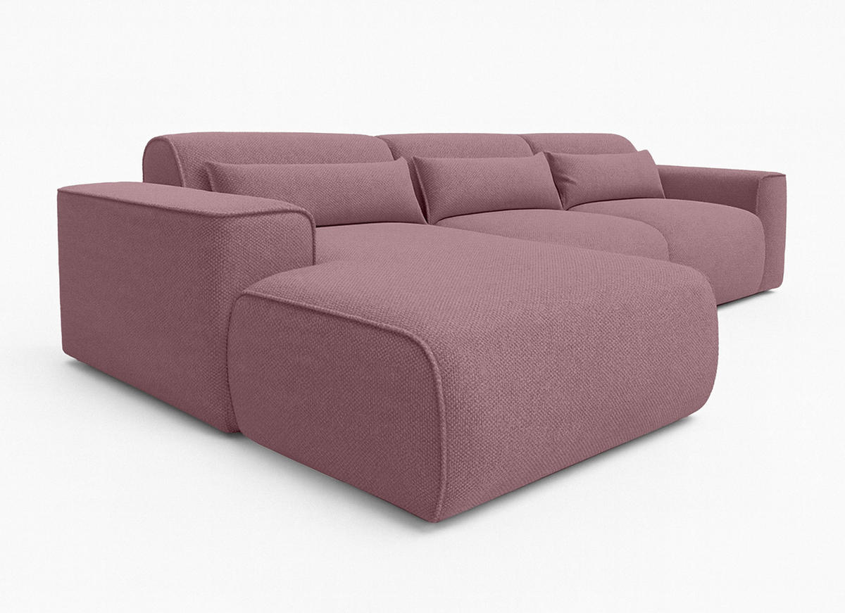 ECKSOFA L Form Ruyam Altrosa 310/165/78 cm – Schlaffunktion Links - Dunkelgrau/Schwarz, Kunststoff/Textil (170/310cm) - AX Living