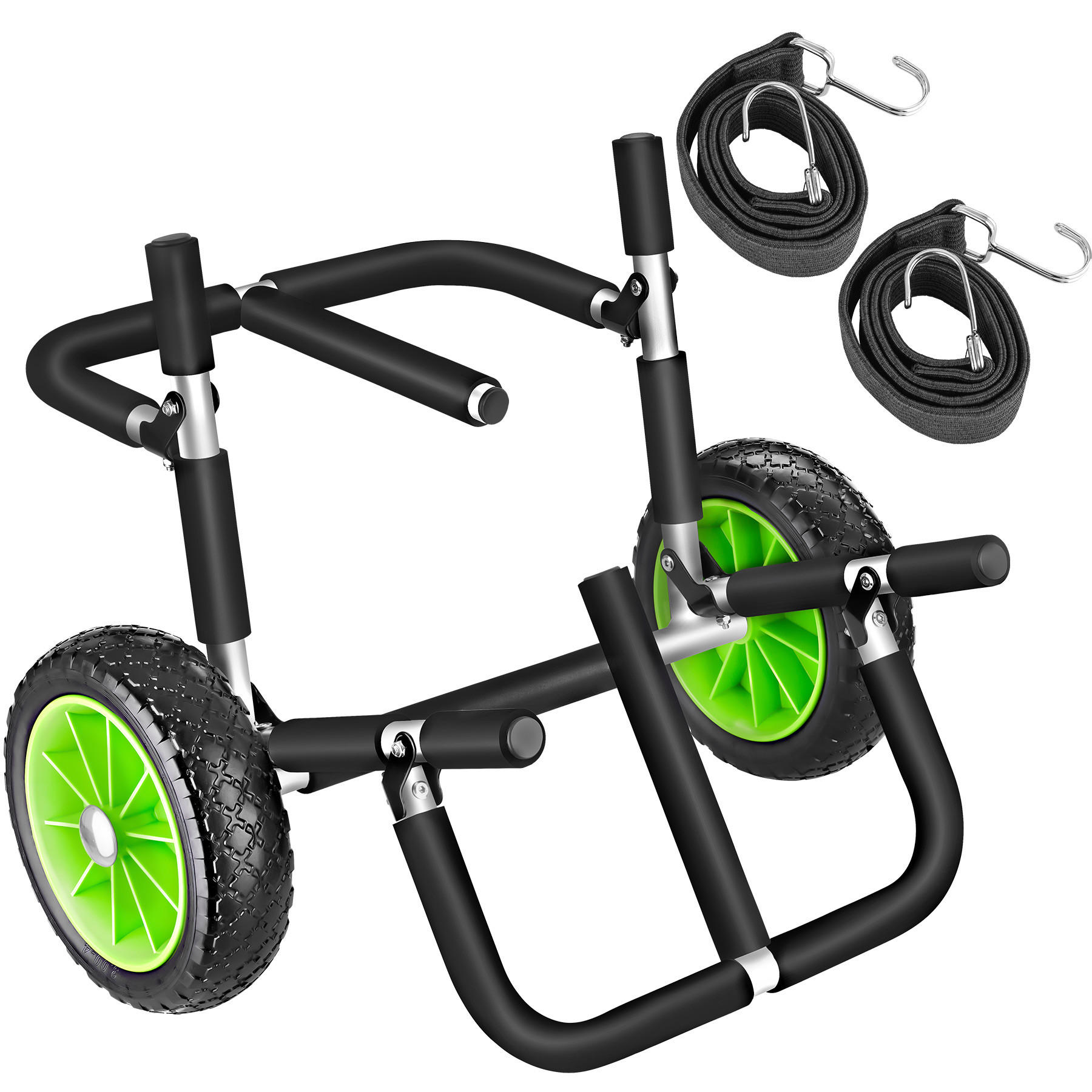SURFBOARD TRANSPORTWAGEN Wavewheel,inkl. 2 Sicherungsgurte, 62 x 53 x 49 cm,schwarz/grün - Schwarz/Grün, Metall (53/62/0.49cm) - tectake