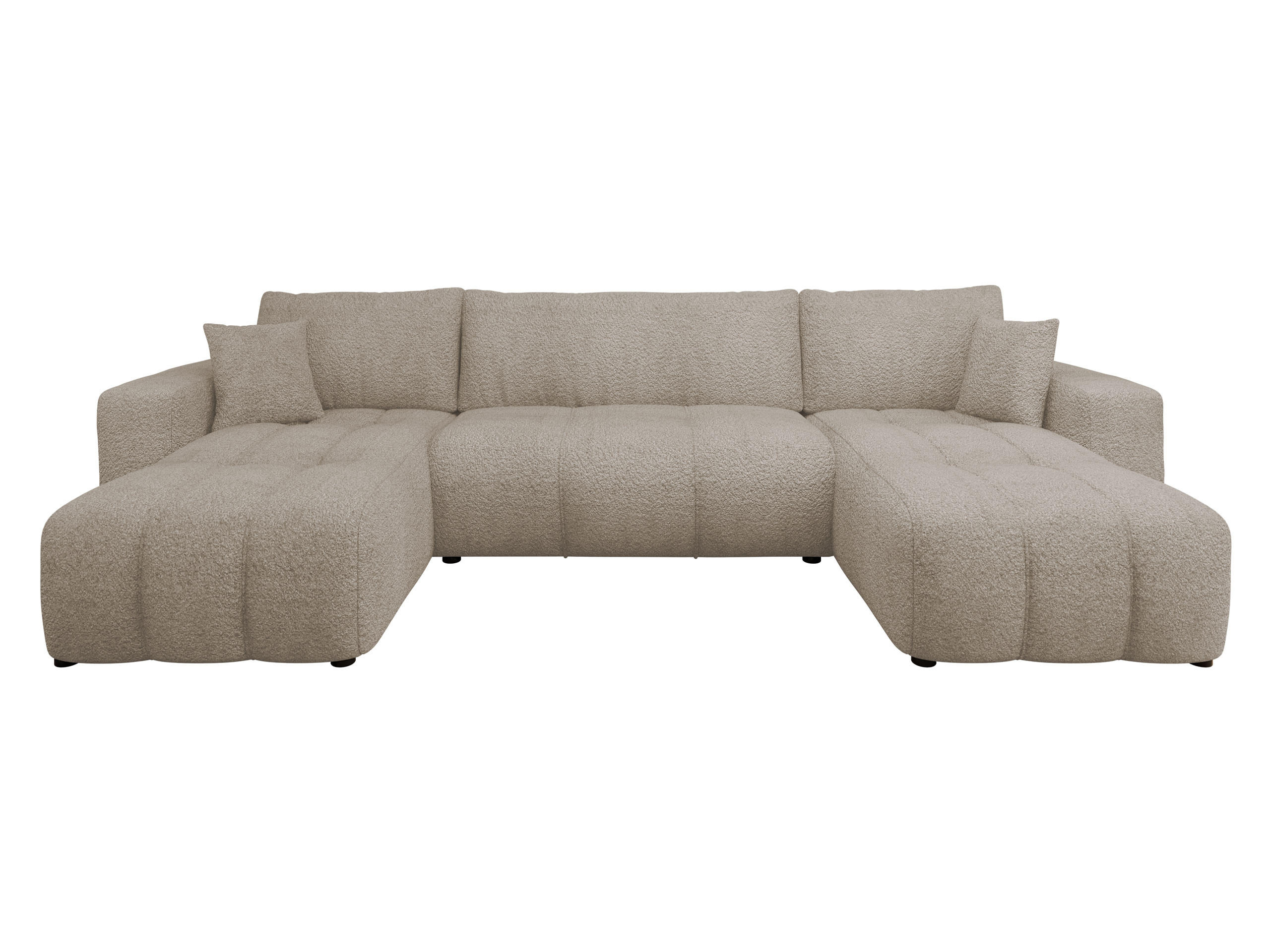 WOHNLADNSCHAFT Furyn U Boucle - Schwarz/Braun, Holzwerkstoff/Kunststoff (312/82/145cm) - MIRJAN24