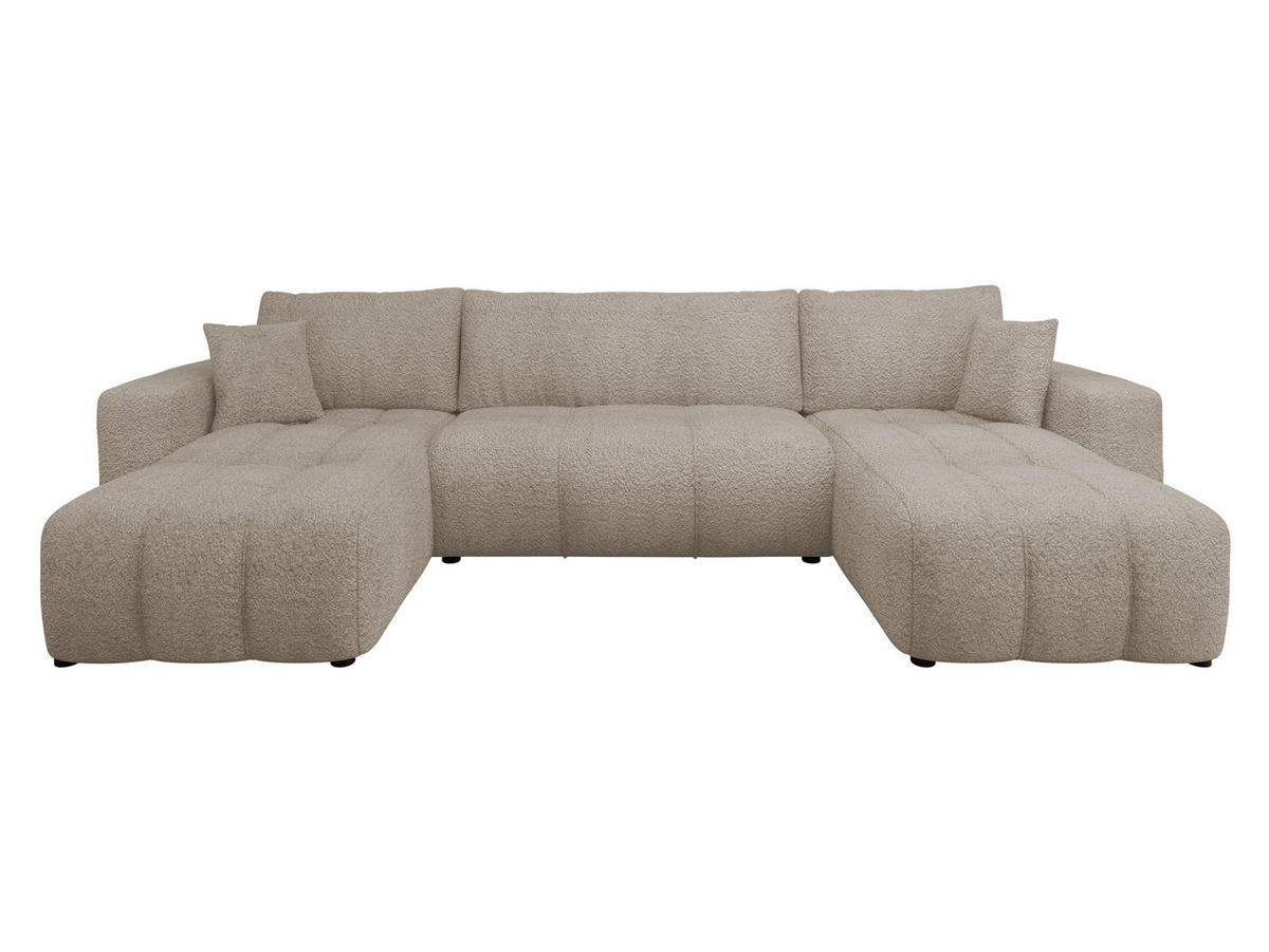 WOHNLADNSCHAFT Furyn U Boucle - Schwarz/Braun, Holzwerkstoff/Kunststoff (312/82/145cm) - MIRJAN24