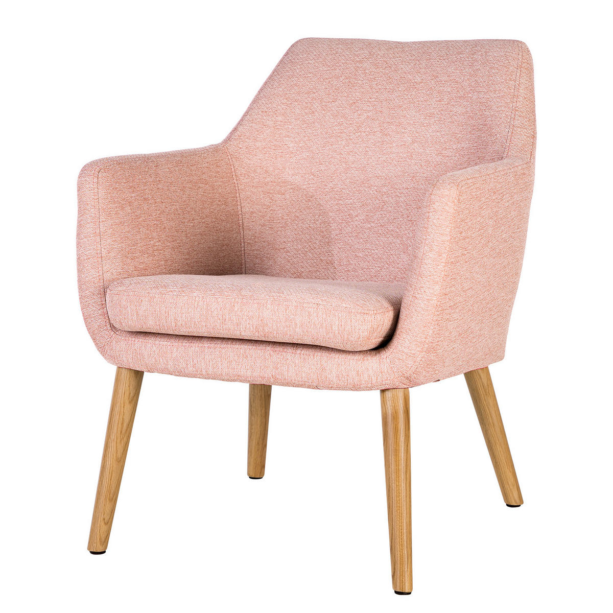 LOUNGESESSEL - Eichefarben/Rosa, Eichenholz/Textil (66/80/68cm) - home24