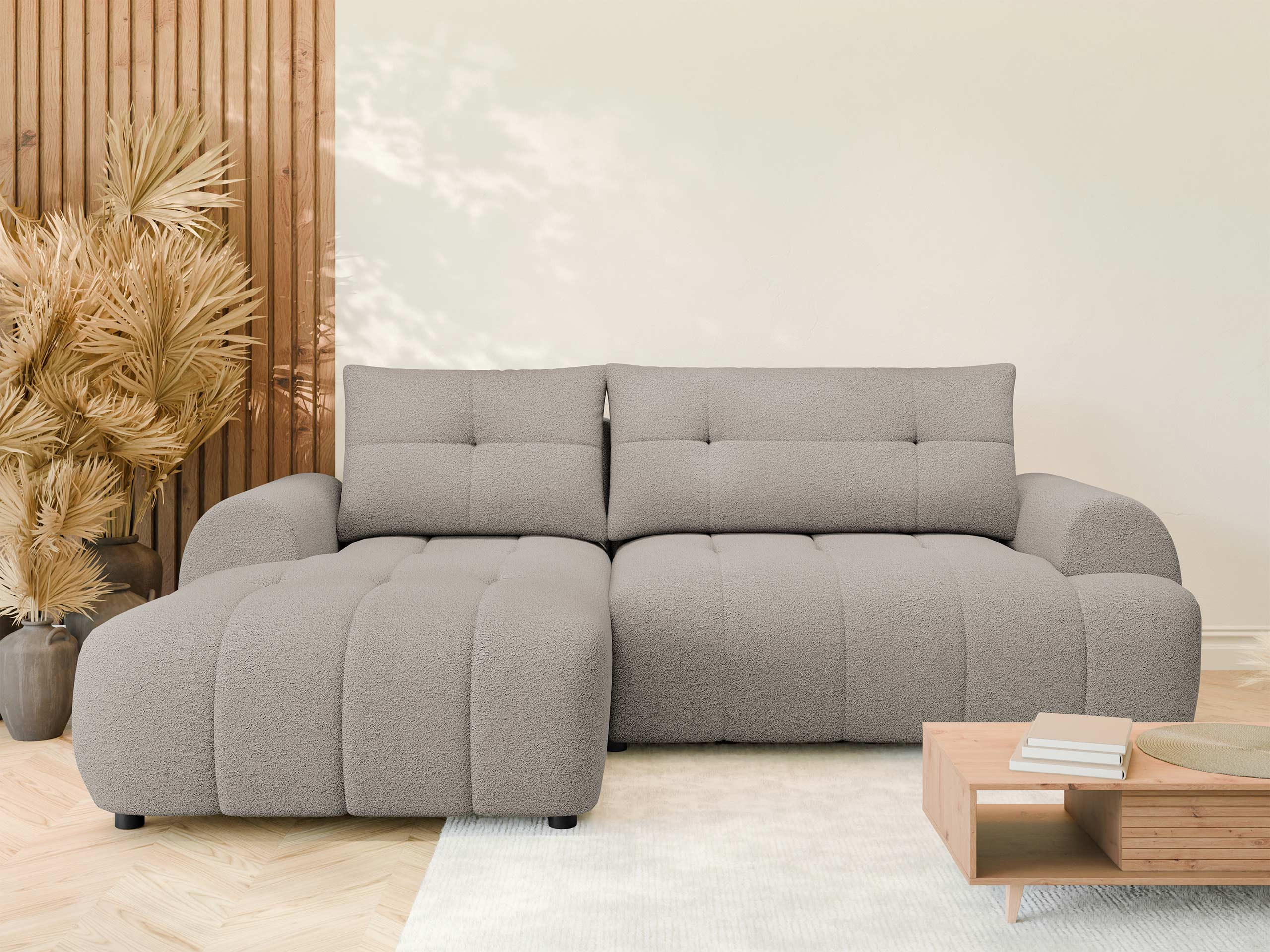 ECKSOFA Fiorano, Seite: Links - Beige/Schwarz, Holz/Kunststoff (265/177cm) - MIRJAN24