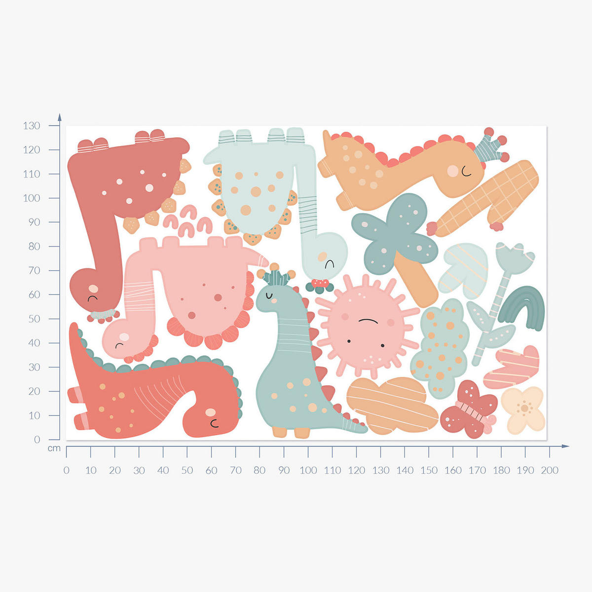 WANDAUFKLEBER 130x199cm - Die Welt der Dinosaurier - Multicolor, Kunststoff (130/199/0.1cm) - Wallfluent