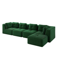 ECKSOFA 386/177/69 cm grün aus Cord mit modularem Design und tiefer Sitzfläche - Grün, Textil (177/386cm) - OKWISH