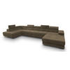 WOHNLANDSCHAFT TORIVA L-S Beige Velours-Stoff mit Schlaffunktion - Beige, Holz (418/90/202cm) - MASSENO