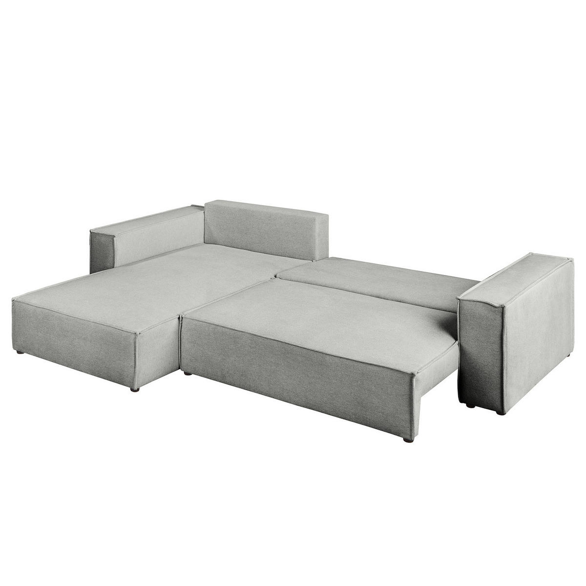 ECKSOFA mit Schlaffunktion - 290 cm - Dunkelgrau/Schwarz, Kunststoff/Textil (290/185cm) - home24