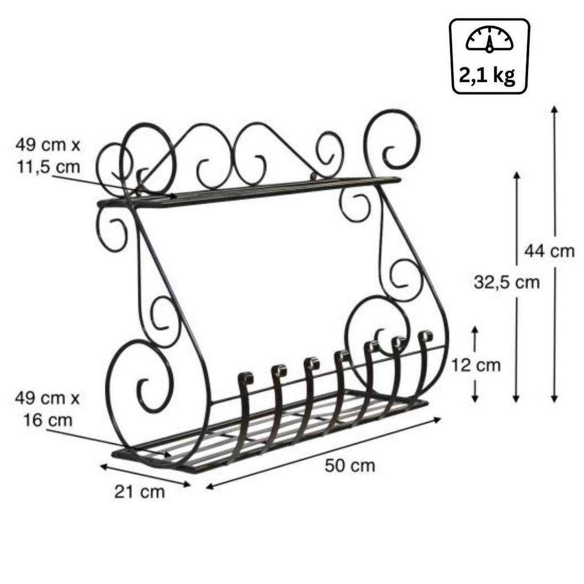 WANDBLUMENHALTER Sebino aus Metall Schwarz 50 cm - Schwarz, Metall (50/44/21cm) - DanDiBo