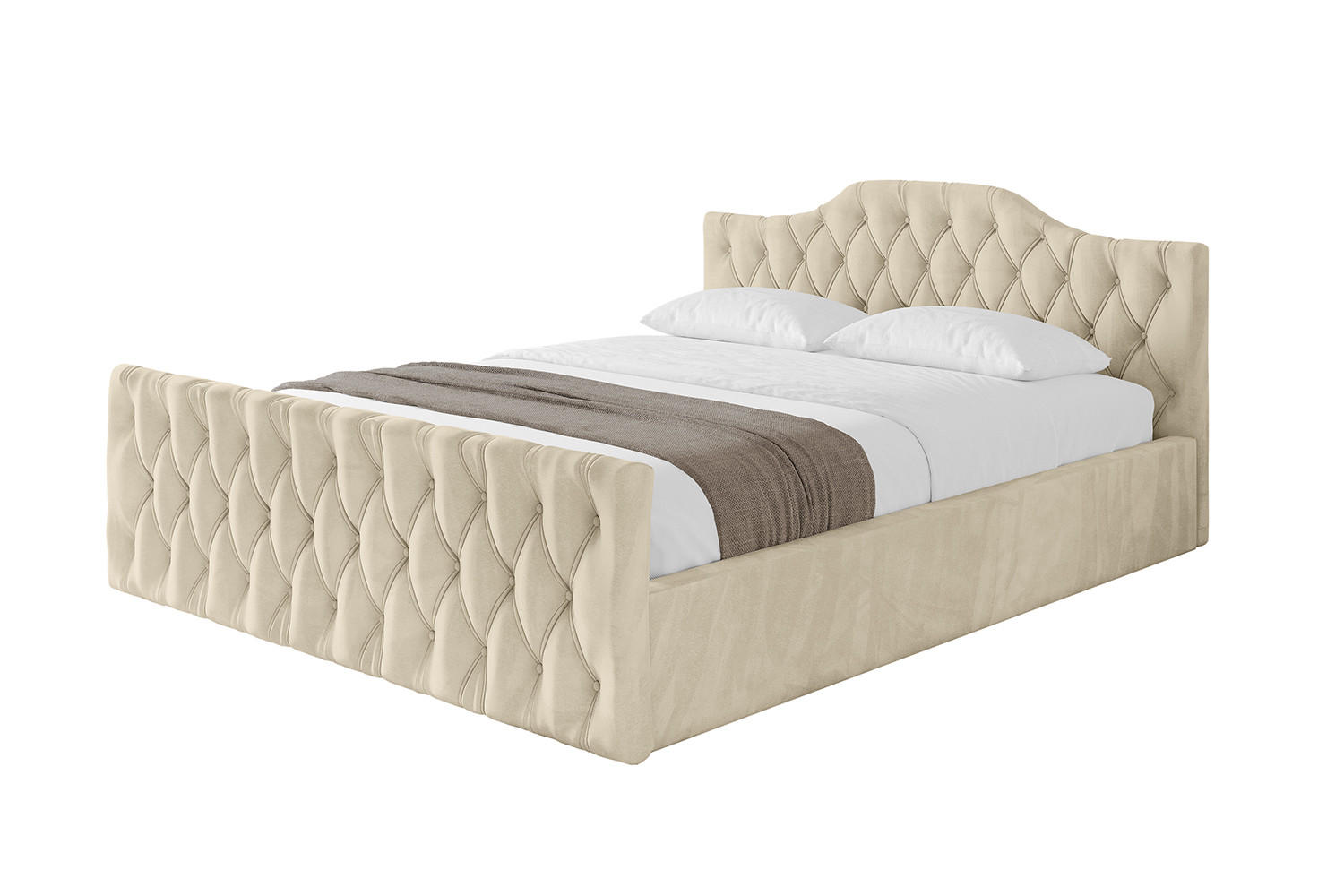 POLSTERBETT mit Bettkasten, Fußteil und Lattenrost, Boxbett ohne Matratze - FALIO-Z-V1 140x200 Beige - Ecru, Holzwerkstoff/Textil (140/200cm) - ALTDECOR