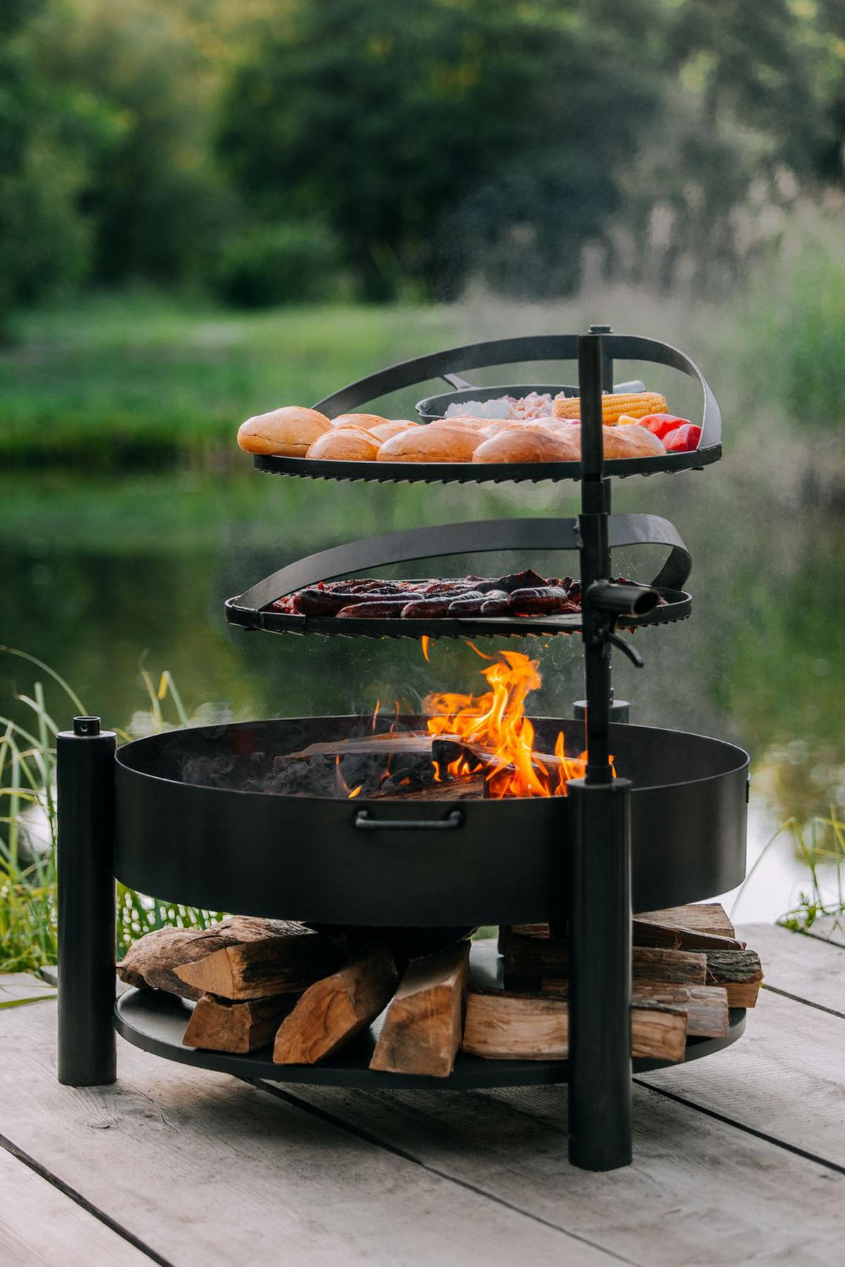 FEUERSCHALE MONTANA X 60 cm multifunktional mit 50 cm Grillrost - Rostfarben, Metall (60/60cm) - Cook King