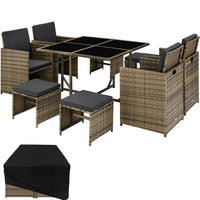 RATTAN SITZGRUPPE Bilbao,zusammenschiebbar, inklusive Schutzhülle,natur - Naturfarben, Kunststoff - tectake