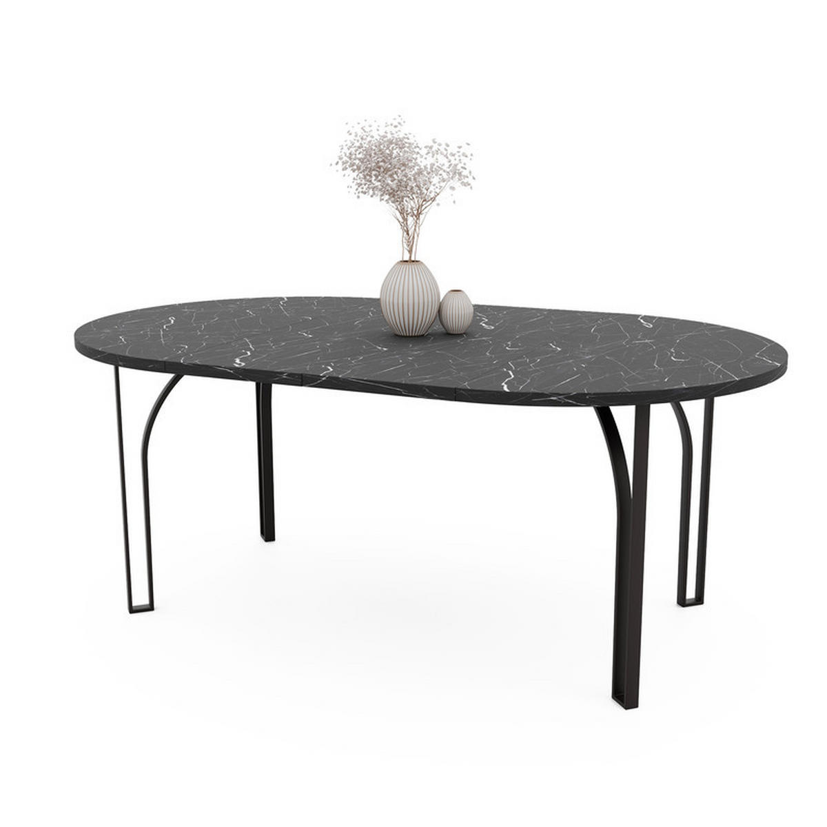 AUSZIEHTISCH ASTRO 100/76 cm, Schwarz / Grau - Schwarz/Grau, Holzwerkstoff/Metall (100/100/76cm) - Idohome