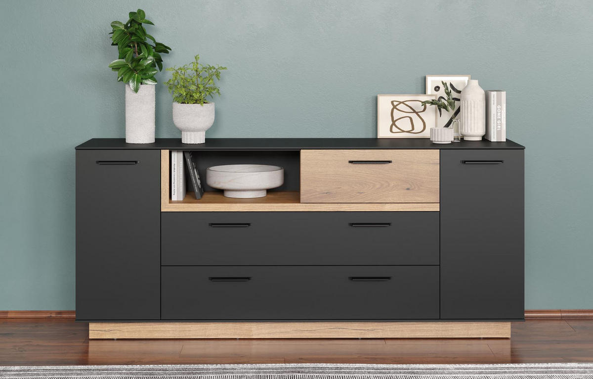 SIDEBOARD Synnax Grau - Grau, Holzwerkstoff (187/187/81cm) - ebuy24