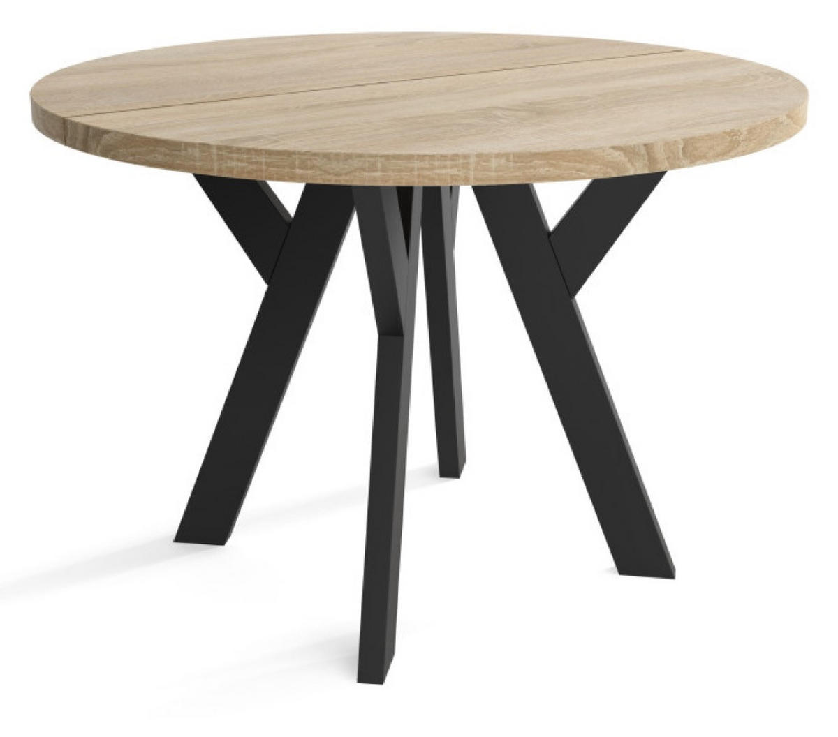 TISCH Schwarz Sonoma Eiche Rund 90 cm Ausziehbar Aus Holzwerkstoff - Multicolor/Schwarz, Holzwerkstoff (90/90/76cm) - Sepro Meble