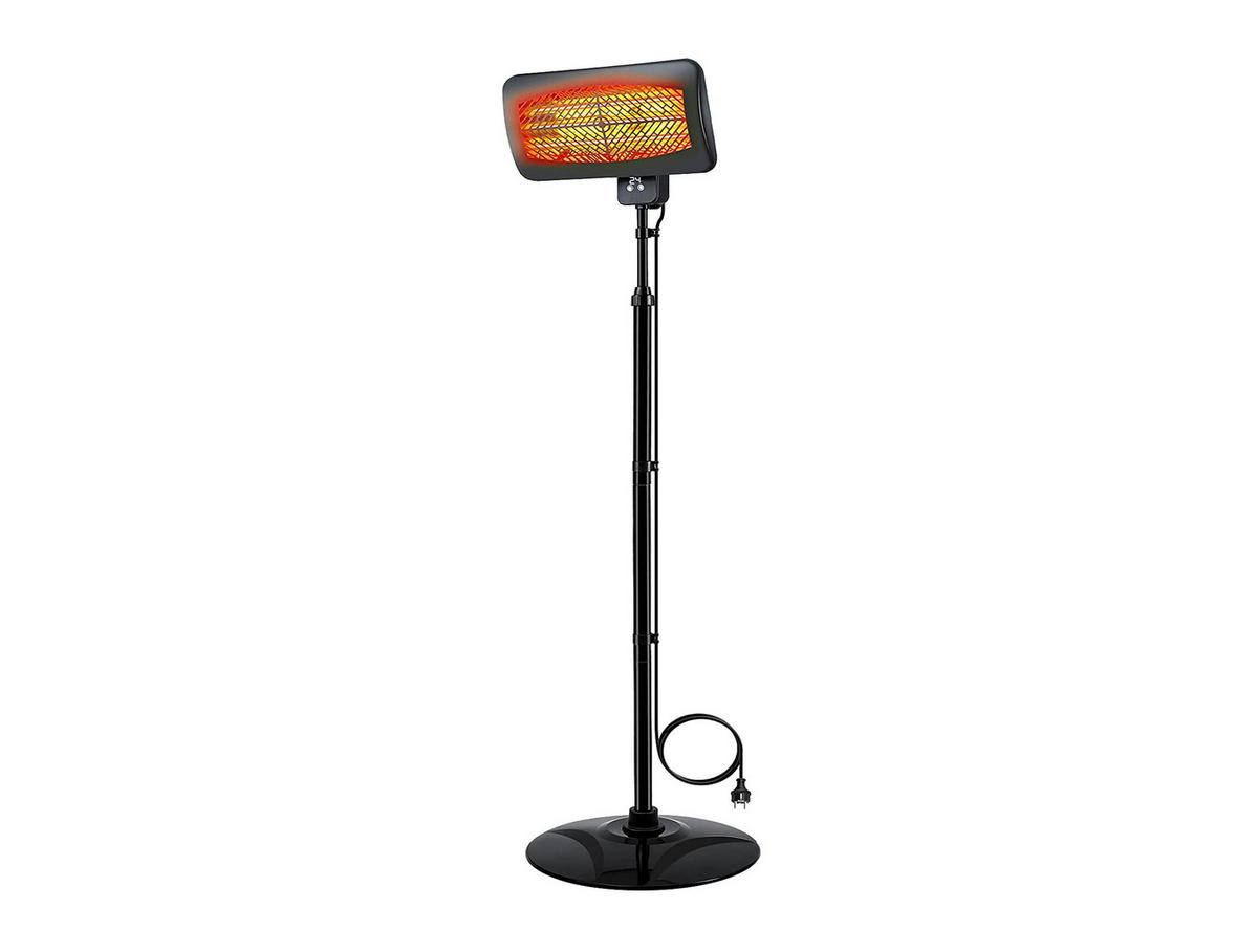 HALOGEN-HEIZUNG auf Standfuß Schwarz outdoortauglich und höhenverstellbar 2000 W - Schwarz, Kunststoff/Metall (51/210/51cm) - Purline