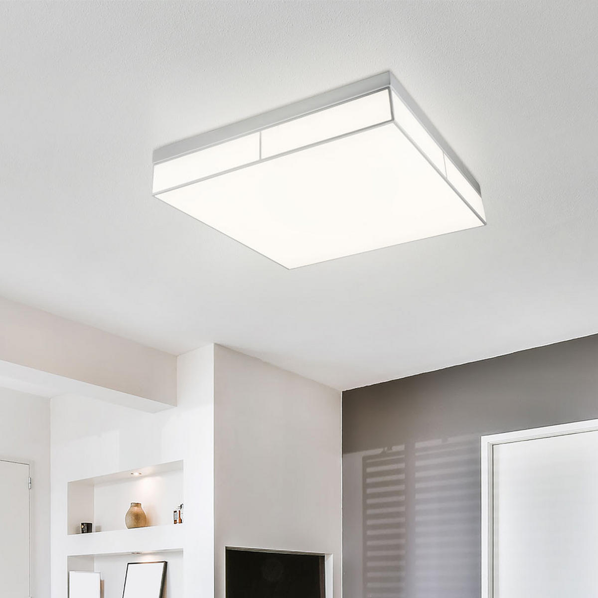 LED DECKENLEUCHTE AHAGGAR Weiß Metall - Weiß, Metall (60/60/12cm) - Globo Lighting