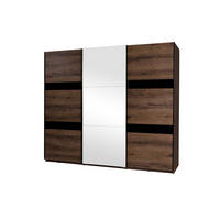 SCHWEBETÜRENSCHRANK Martin 250/215/69 3-türig mit Spiegel - Schwarz Hochglanz/Schwarz, Glas/Holzwerkstoff (250/215/69cm) - Ravio