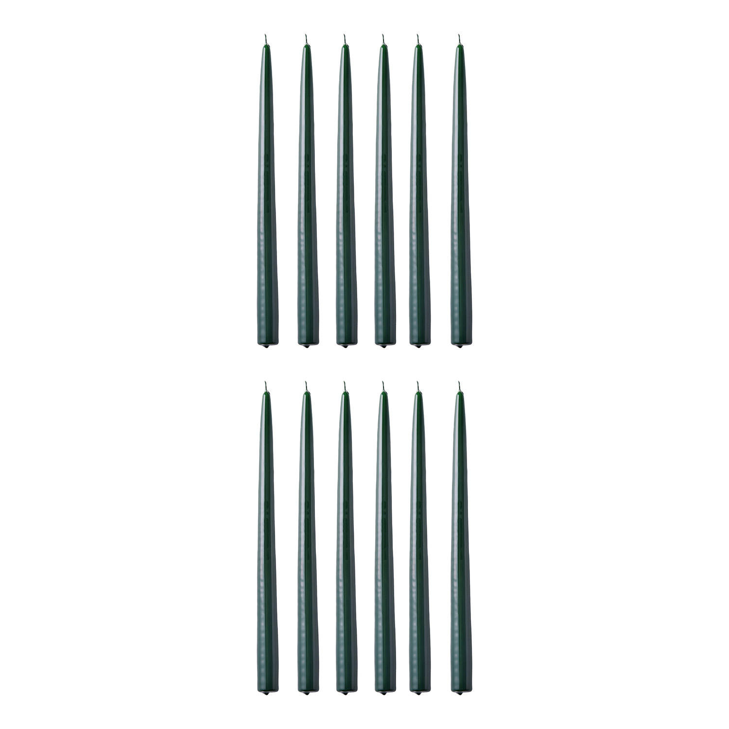 KERZE (12er-Set) Twin Flame konische Zwillingskerzen - Grün, Paraffin (4/31/2cm) - Butlers