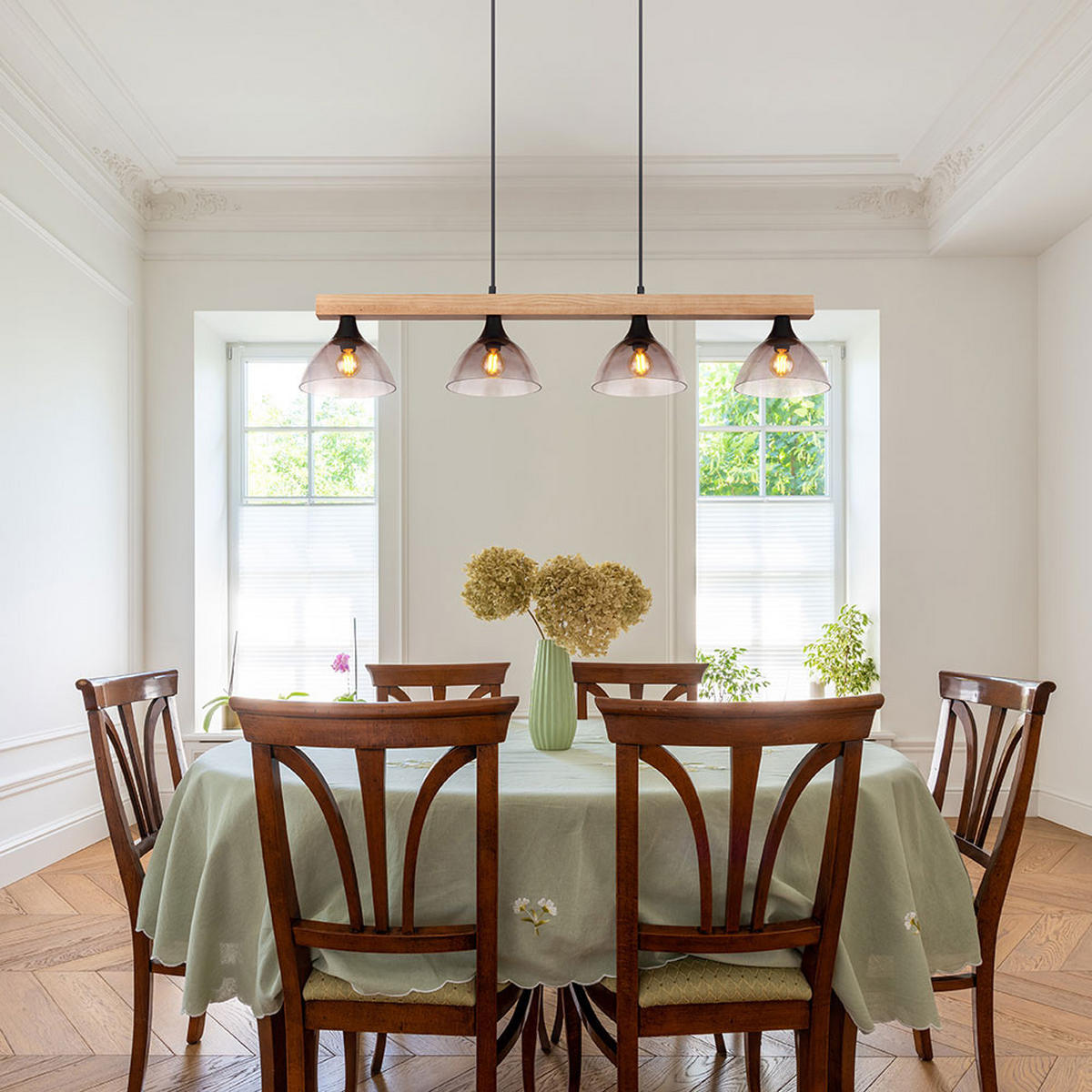 LED TISCHLEUCHTE Lindi Braun Holz Glas - Braun, Holz (96/17/150cm) - Globo Lighting