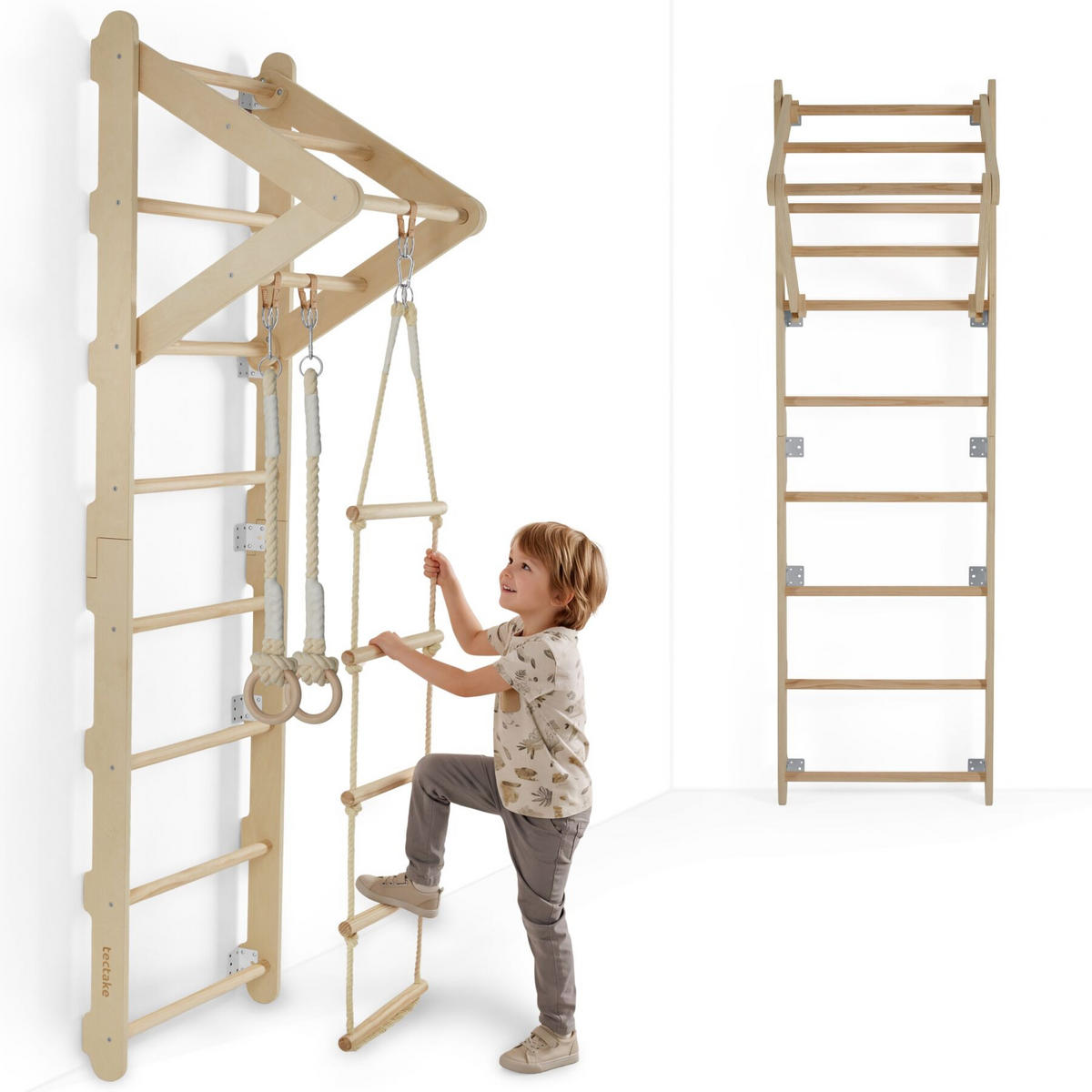 SPROSSENWAND Matterhorn, indoor, für Kinder ab 3 Jahren, hellbraun - Hellbraun, Holz (62/210/58cm) - tectake