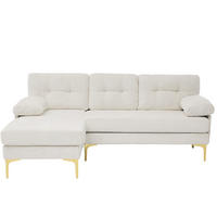 ECKSOFA 187.5/130/79 cm Beige mit 3 Sitzkissen und Stuhlbeine aus Metall - Beige, Textil (130/79/187.5cm) - Oxeza