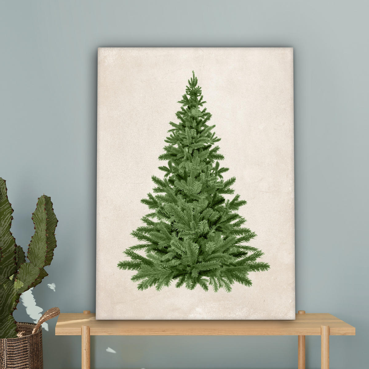 LEINWANDBILD Weihnachtsbaum - Grün - Weihnachten - Feiertage 60x80 cm - Olivgrün, Textil (60/80cm) - MuchoWow