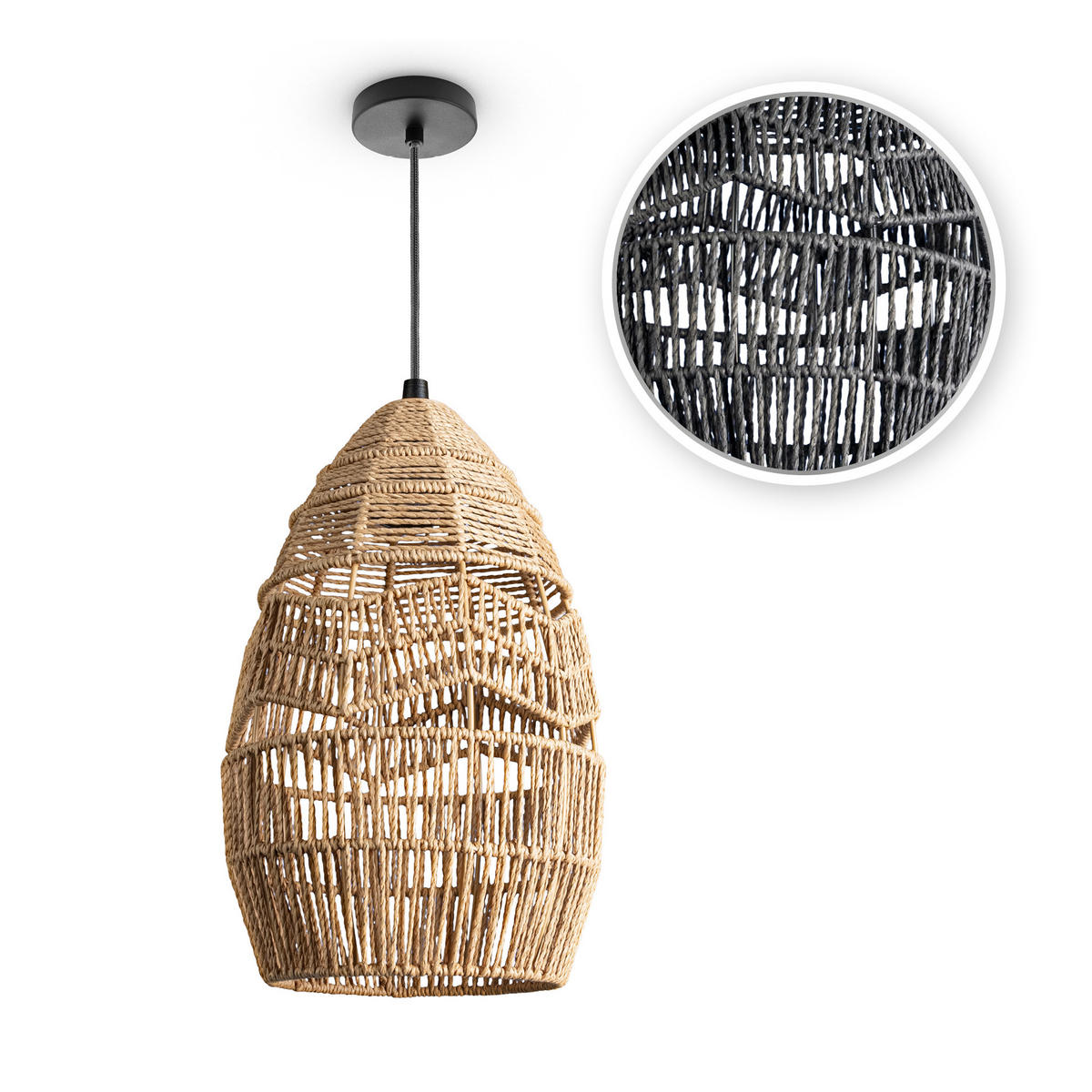 PENDELLEUCHTE Villa S - Schwarz, Metall (30/30/35cm) - Paco Home