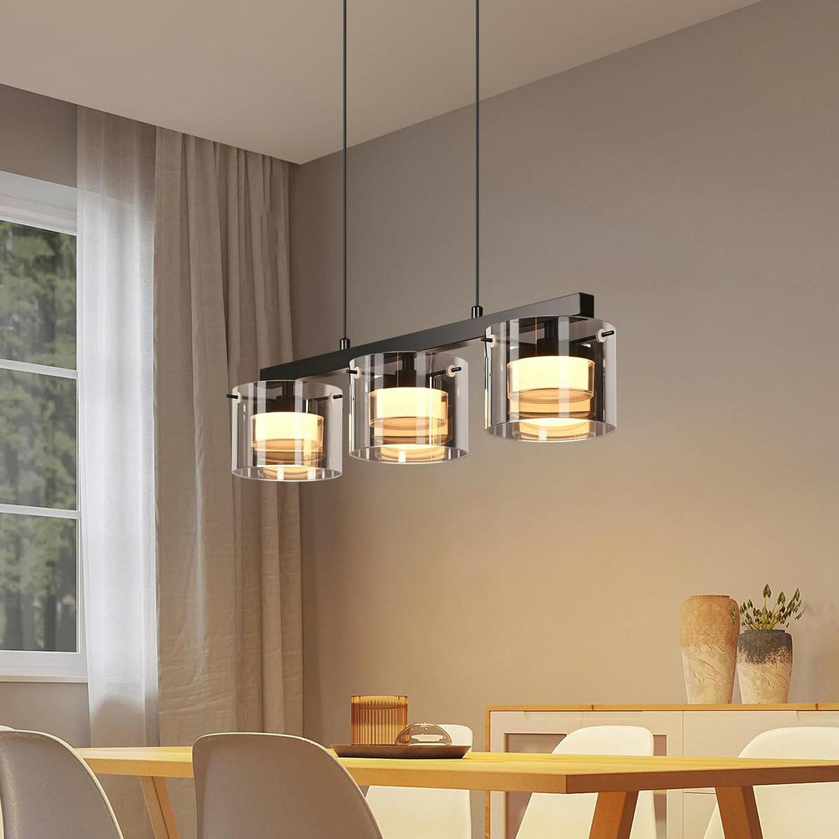 LED PENDELLEUCHTE 12/157/52cm - Schwarz, Metall (157/12/52cm) - Nettlife