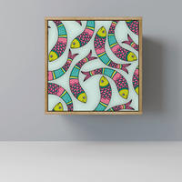 SIDEBOARD INDIAN FISH, Eichefarben, 57,5x42x57,5 cm, Ohne Füße - Eichefarben/Multicolor, Holzwerkstoff (57.5/57.5/42cm) - SpaceRebels