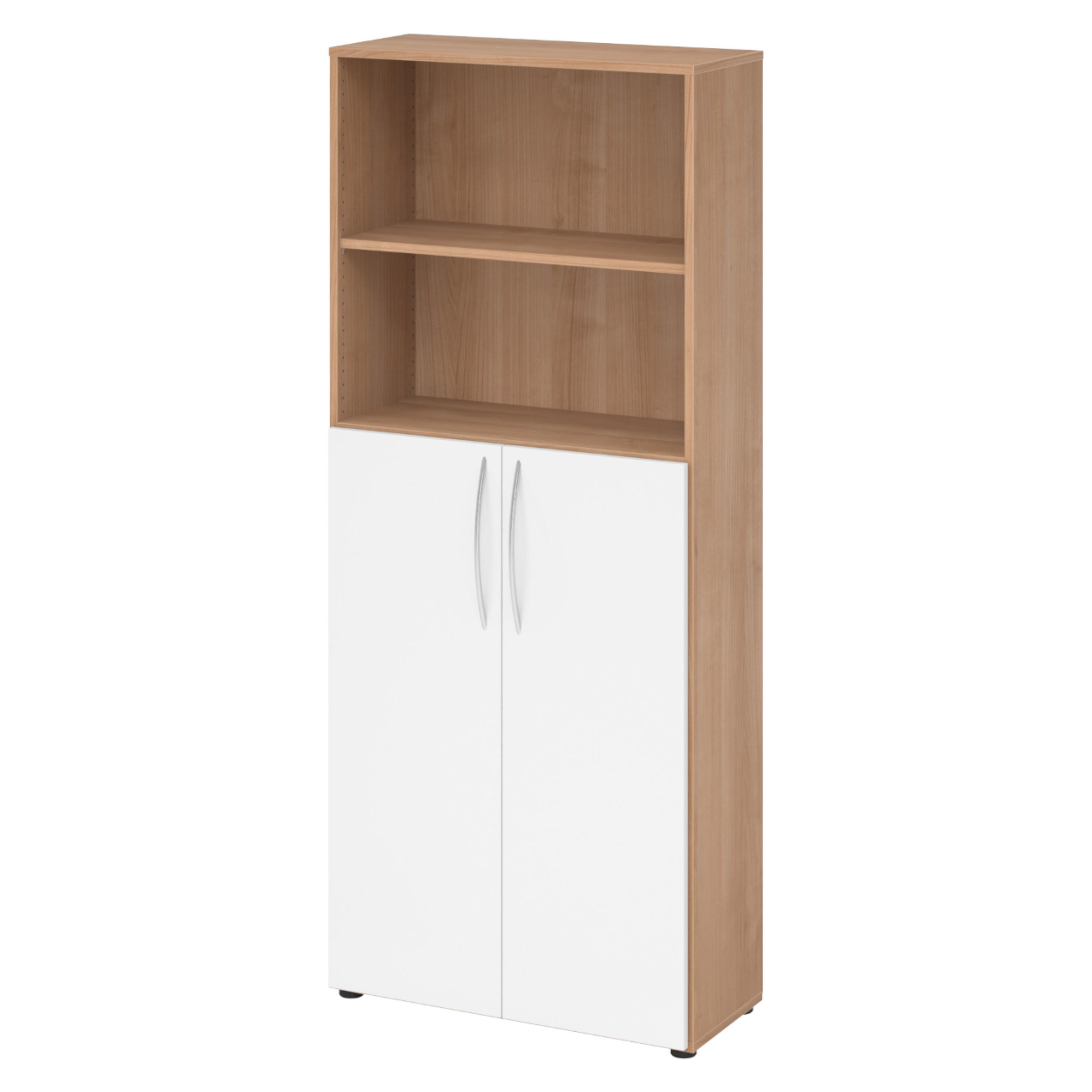 bümö Regalschrank Nussbaum, Weiß 80x188x35 cm