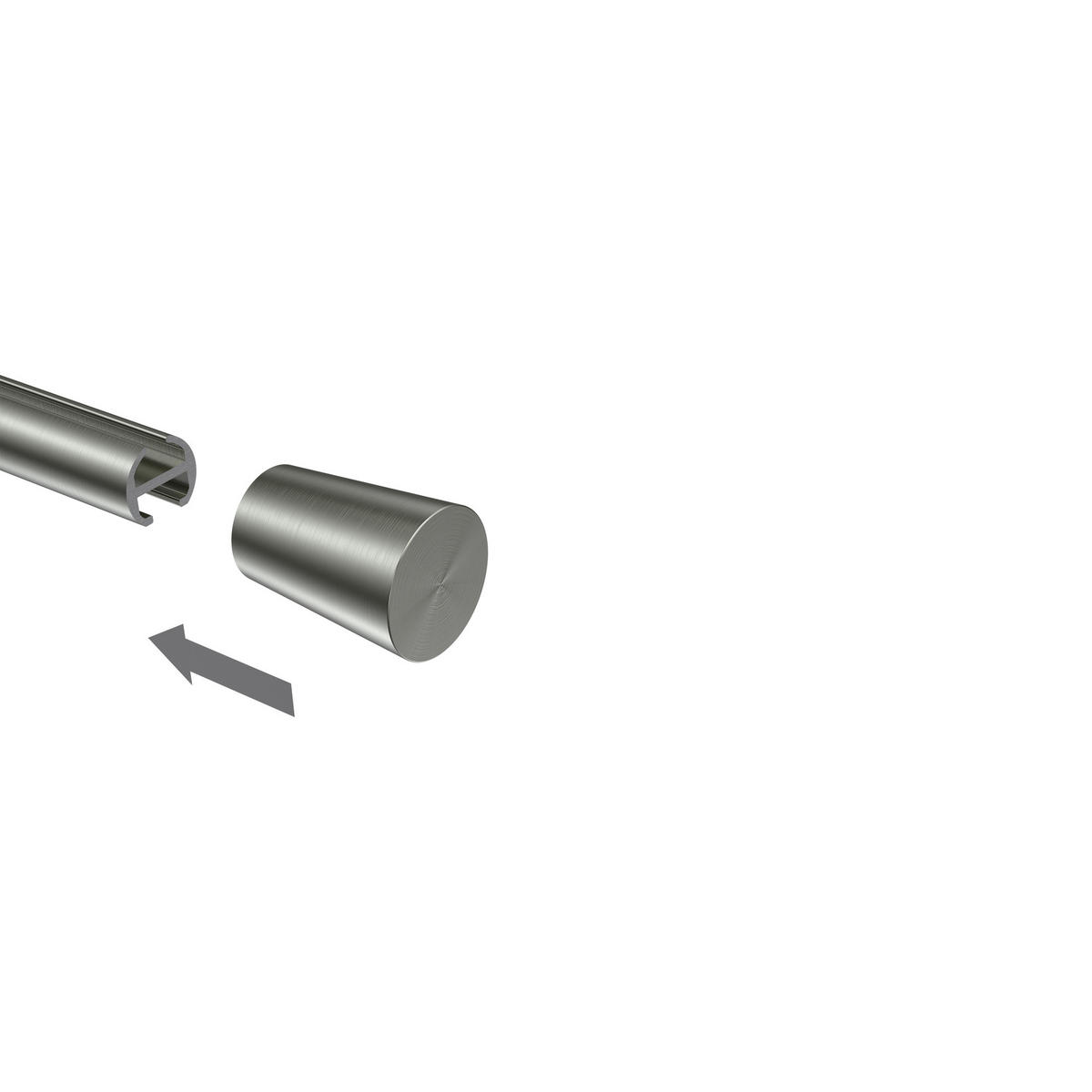 ENDSTÜCKE FÜR GARDINENSTANGEN 16 mm Ø, Carelli Edelstahl-Optik, Packung 2 Stück - Edelstahlfarben, Metall (3.4/2.5/2.5cm) - INTERDECO