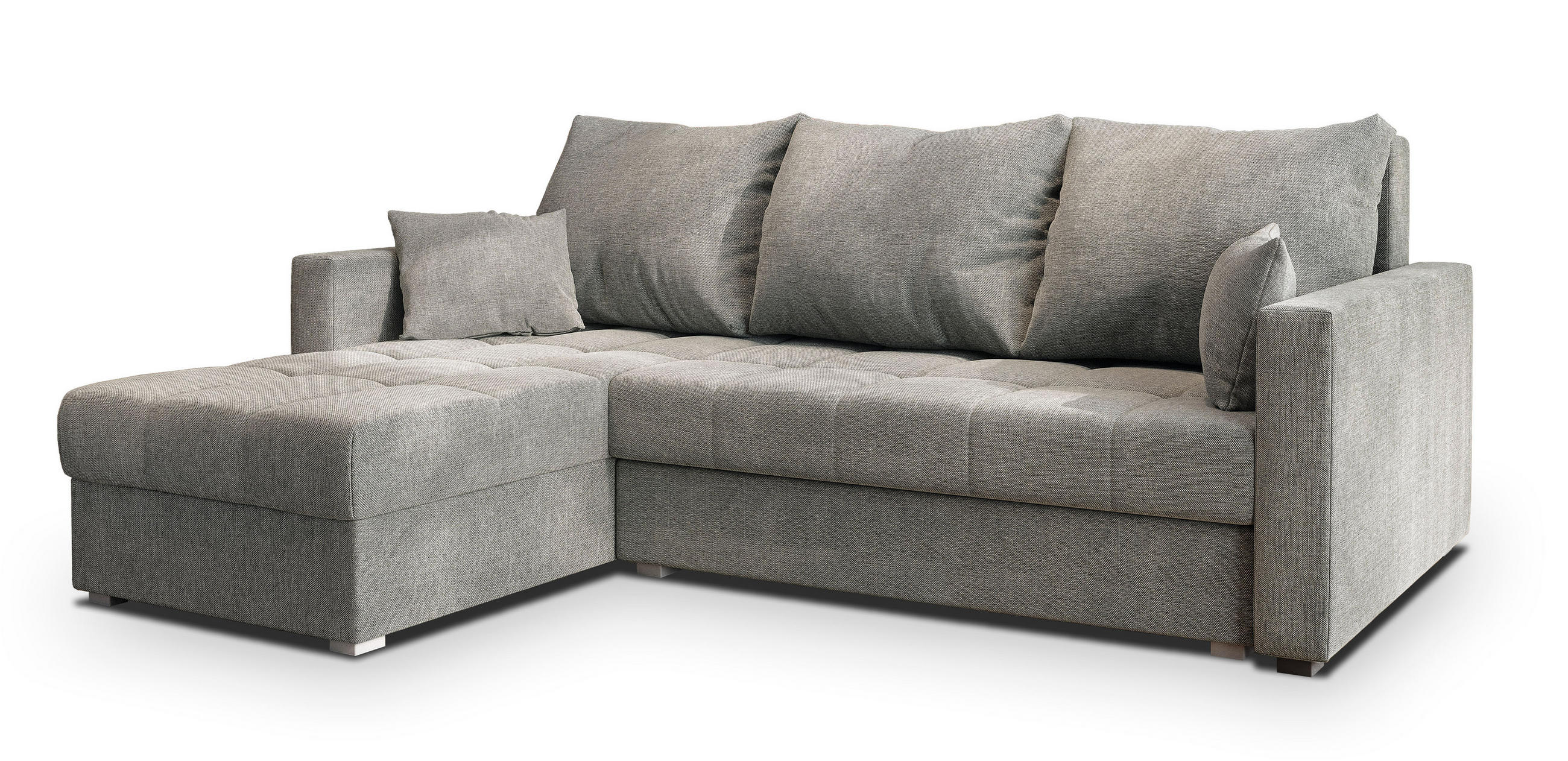 ROHOVÁ SEDAČKA NIDA světle šedá - šedá/světle šedá, dřevo/textil (220/143cm) - MASSENO