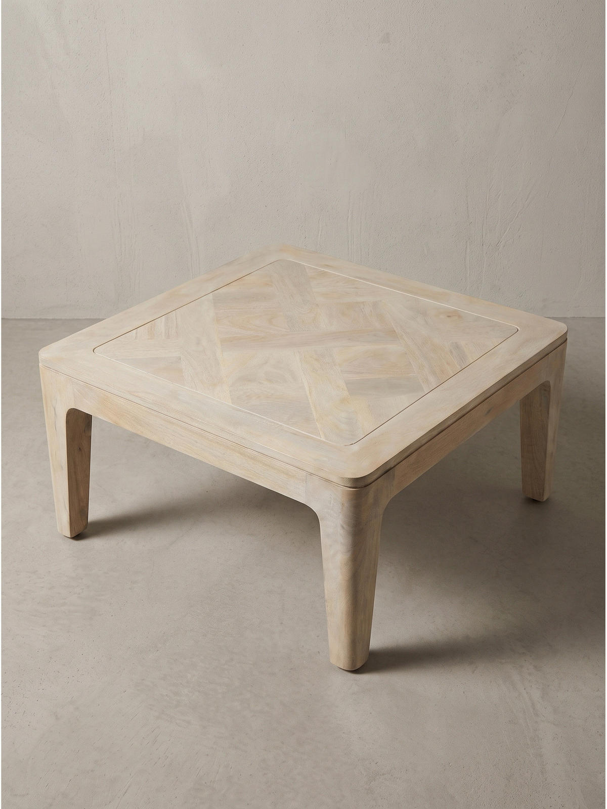 SOFATISCH LOIRE, Mango Massivholz, handgefertigt, Weiß-Mango, 60 x 60 x 32 cm - Beige/Weiß, Holz (60/60/32cm) - KADIMA DESIGN