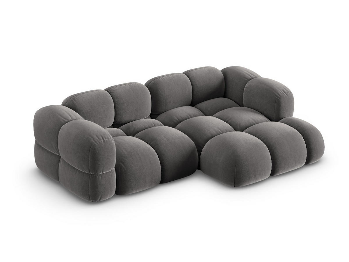 ECKSOFA rechts Loretto aus Samt grau 3 Sitzplätze - Grau, Textil (147/250cm) - Cosmopolitan Design