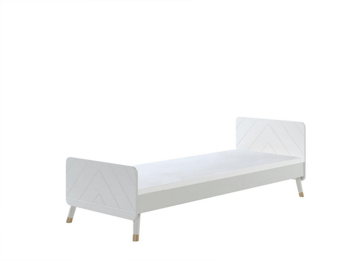 EINZELBETT Kamillah 204x74x95 aus MDF in Satin Weiß - Weiß, Holzwerkstoff (90/200cm) - 58aufmkessel