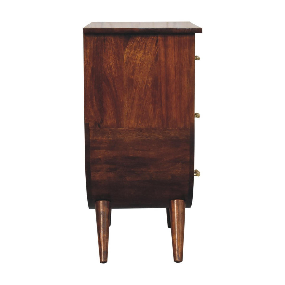 KOMMODE Agra, 3 Schubladen, Nordische Beine - Kastanienfarben/Messingfarben, Holz/Metall (70/73/35cm) - Artisan Furniture