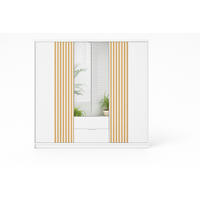 DREHTÜRENSCHRANK MAROKO 250/213/60 cm in Weiß matt mit Lamellen - Weiß, Holzwerkstoff (250/60/213cm) - Deine Möbel 24