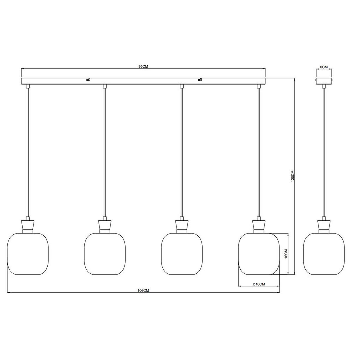 HÄNGELEUCHTE Metall Schwarz Glas - Schwarz, Glas (106/16/120cm) - Globo Lighting