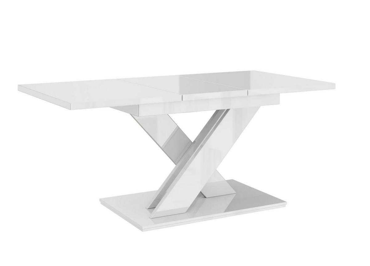 ESSTISCH rechteckig Weiß Hochglanz ausziehbar - Weiß Hochglanz, Holzwerkstoff (80/140/75cm) - designimpex