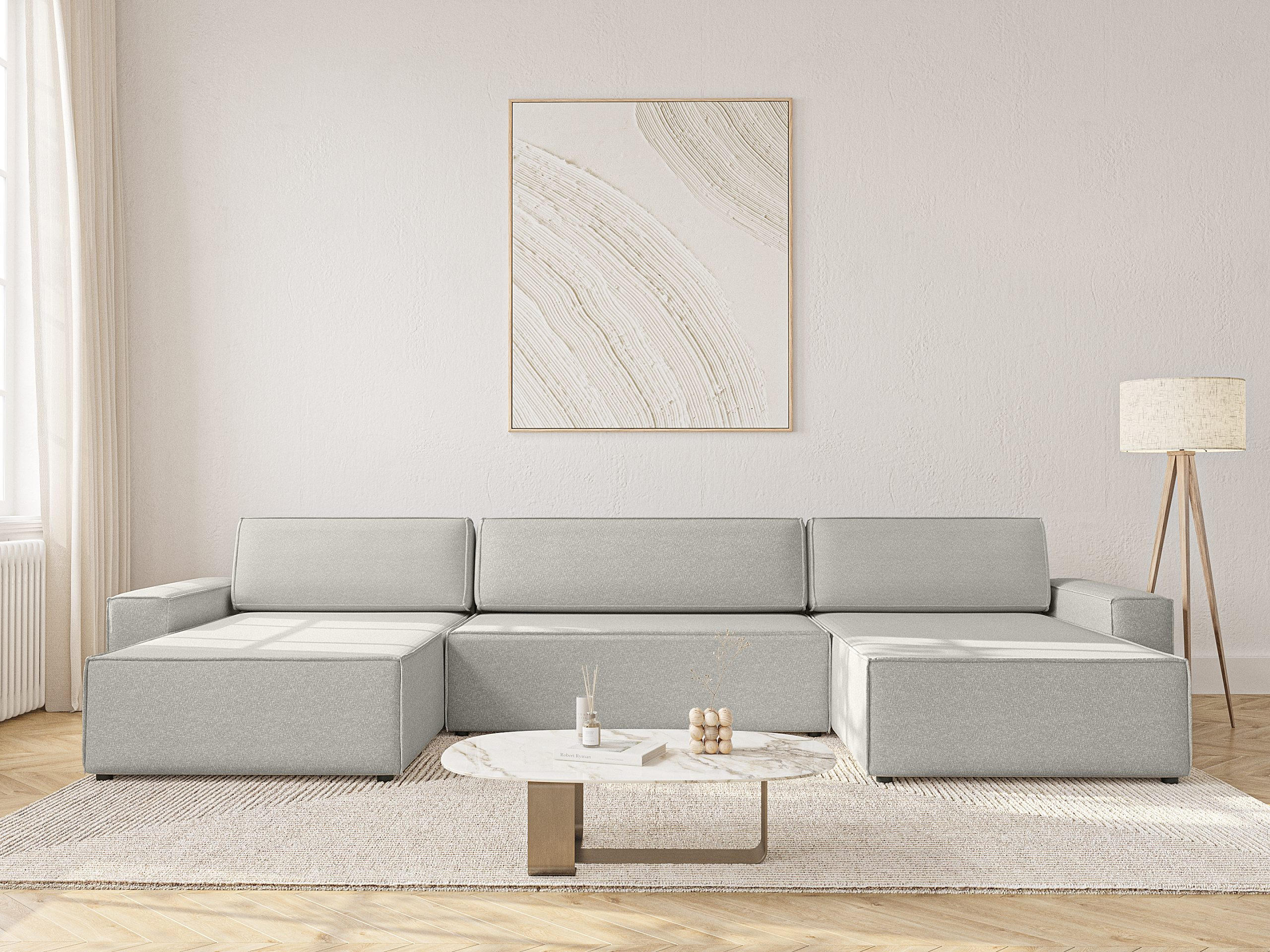 WOHNLANDSCHAFT Lummo U mit Schlaffunktion, Grau - Grau, Textil (386/70/185cm) - Fedve