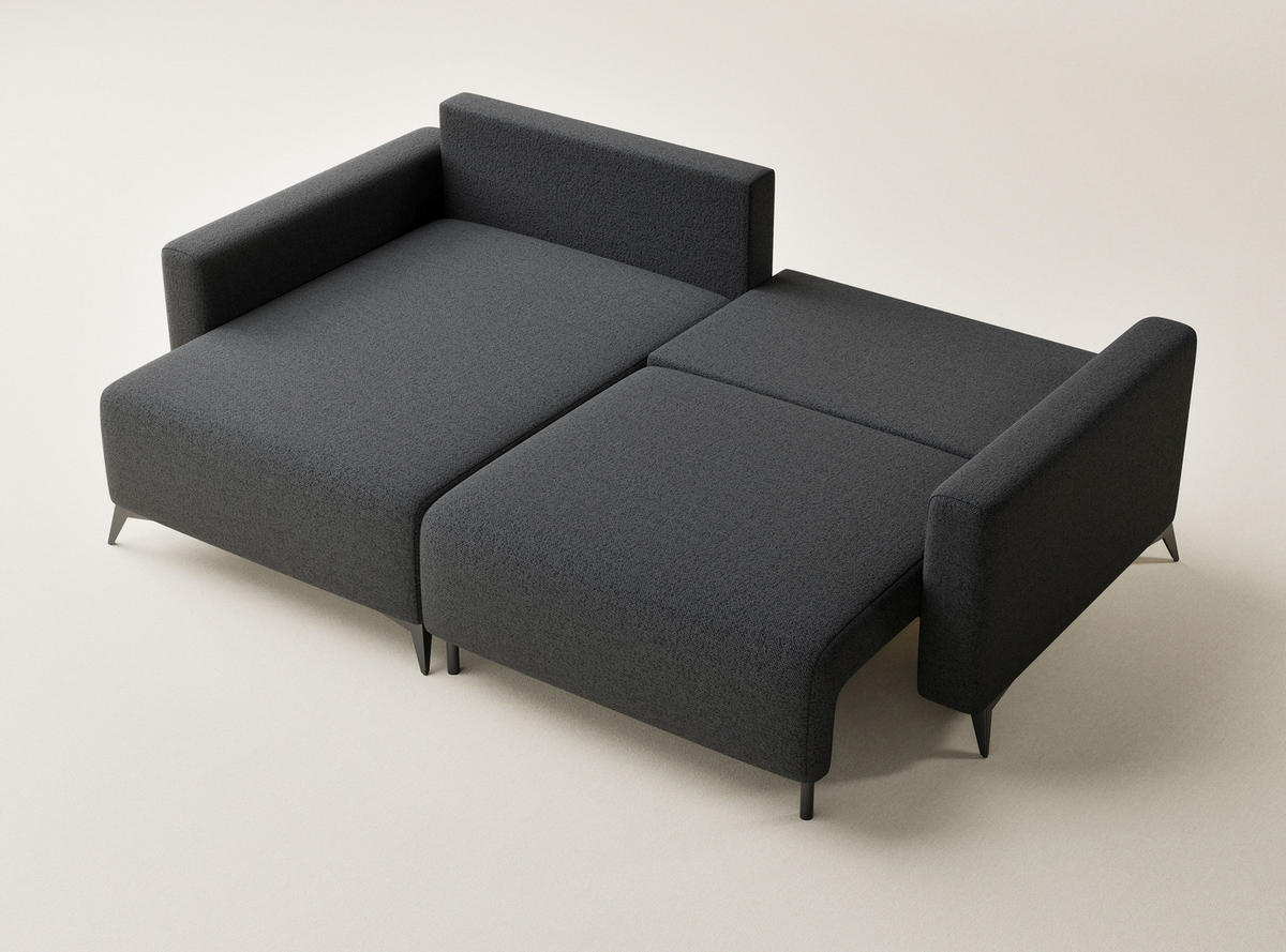 ECKSOFA MIT SCHLAFFUNKTION Leon Anthrazit Webstoff - Anthrazit/Schwarz, Holz/Holzwerkstoff (148/239cm) - Maison de Reve