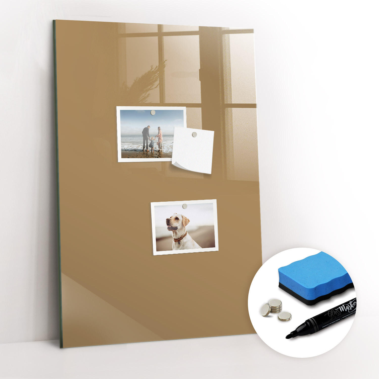MAGNETTAFEL 40x60 Beige schwarzer Marker - Beige, Glas (40/0.4/60cm) - TULUP